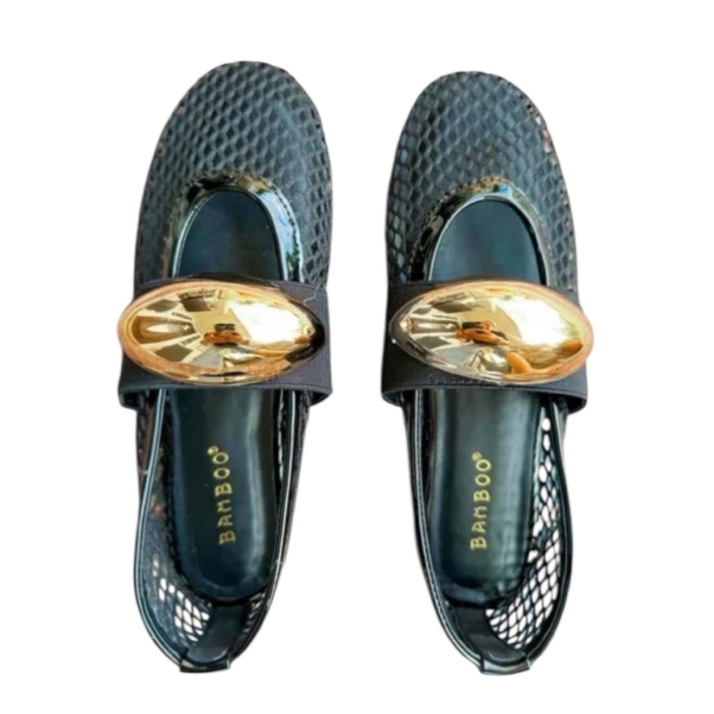 NWT Women’s Embellished Mesh Ballet Flats with Gold Detail Size 7.5